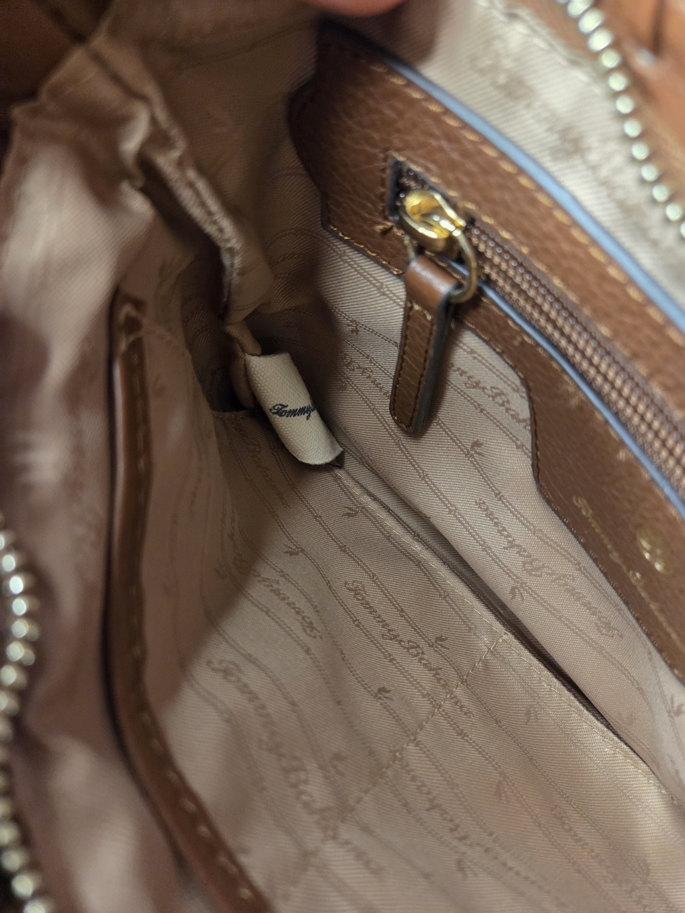 Tommy Bahama Patchwork Leather Crossbody Bag in Brown and Metallic Bronze - Picture 7 of 9